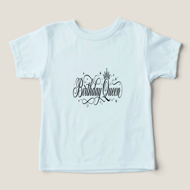 Födelsedagsdrottning Matchande Anpassad Lagpresent T Shirt (Design Framsida)