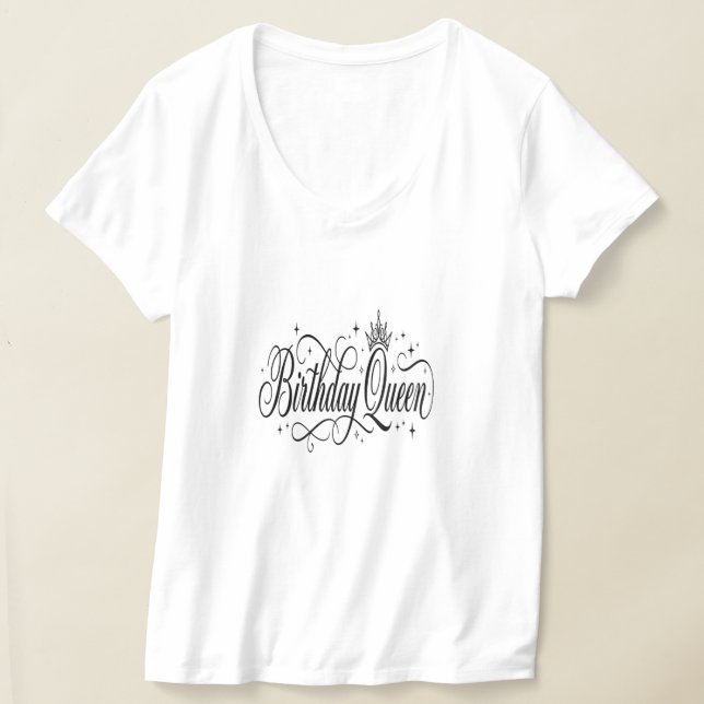 Födelsedagsdrottning Matchande Anpassad Lagpresent T Shirt (Laydown)