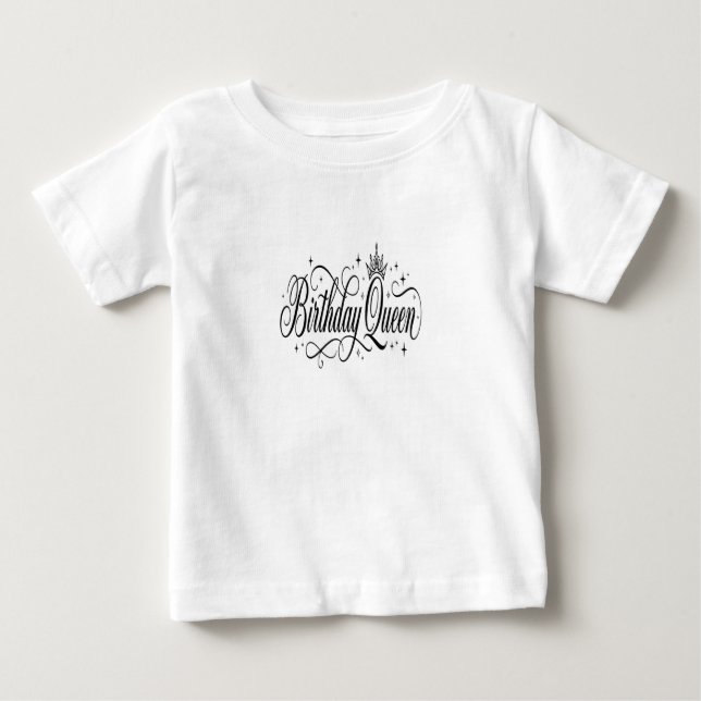 Födelsedagsdrottning Matchande Anpassad Lagpresent T Shirt (Framsida)