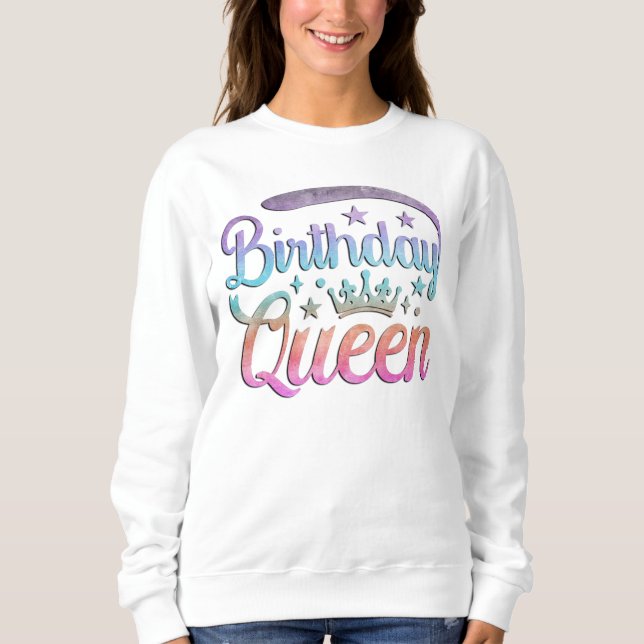 Födelsedagsdrottning Pastell Ombre Vattenfärgskron T Shirt (Framsida)