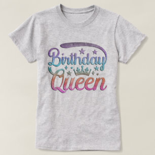 Födelsedagsdrottning Pastell Watercolor Ombre Kron T Shirt