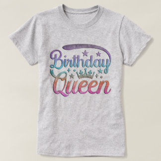 Födelsedagsdrottning Pastell Watercolor Ombre Kron T Shirt