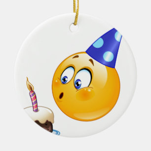 födelsedagsemoji julgransprydnad keramik