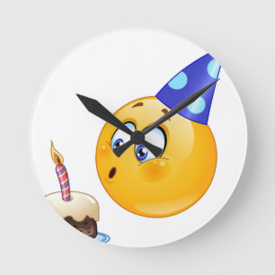 födelsedagsemoji rund klocka