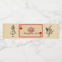 Födelsedagsetikett Vattenflaska, Alice Wonderland