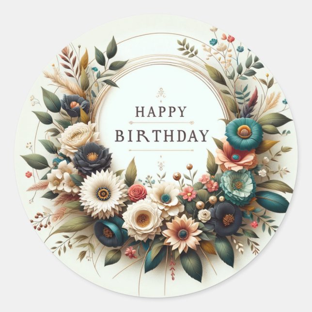 Födelsedagsetiketter Runt Klistermärke (Framsida)