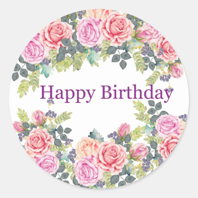 Födelsedagsetiketter Runt Klistermärke (Framsida)
