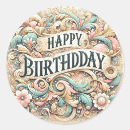 Födelsedagsetiketter Runt Klistermärke