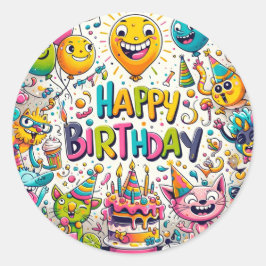 Födelsedagsetiketter Runt Klistermärke