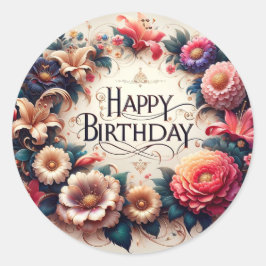 Födelsedagsetiketter Runt Klistermärke