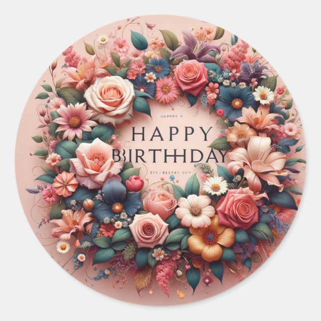 Födelsedagsetiketter Runt Klistermärke (Framsida)