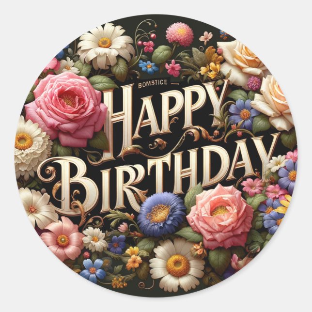 Födelsedagsetiketter Runt Klistermärke (Framsida)