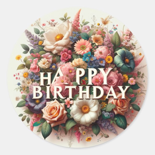 Födelsedagsetiketter Runt Klistermärke (Framsida)