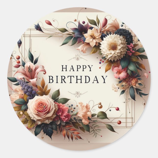 Födelsedagsetiketter Runt Klistermärke (Framsida)