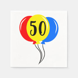 Födelsedagsfärgglada ballonger 50 år pappersservett