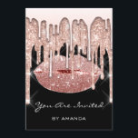 Födelsedagsfest 16-års kyss läppar ros 3D glitter  Inbjudningar<br><div class="desc">florenceK design</div>