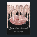 Födelsedagsfest 16-års kyss läppar ros 3D glitter  Inbjudningar<br><div class="desc">florenceK design</div>