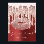 Födelsedagsfest 16-års kyss Läppar Ros Glitter Rub Inbjudningar<br><div class="desc">florenceK design</div>