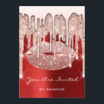 Födelsedagsfest 16:e Kiss Läppar Ro Glitter Ruby Inbjudningar<br><div class="desc">FlorenceK-design</div>