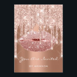 Födelsedagsfest 16:e Kiss Läppar Ro Guld Glitter Inbjudningar<br><div class="desc">FlorenceK-design</div>