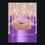 Födelsedagsfest 16:e Kiss Läppar Ro Lila Glitter Inbjudningar<br><div class="desc">FlorenceK-design</div>