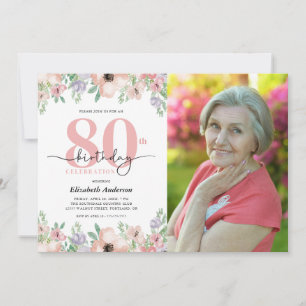 Födelsedagsfest 80 år Elegant Pastell Flerfärgad B Inbjudningar