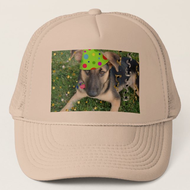 Födelsedagsfest Animal German Shepherd Truckerkeps (Framsida)