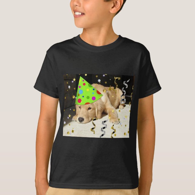 Födelsedagsfest Animal Golden Retriever T-shirt (Framsida)