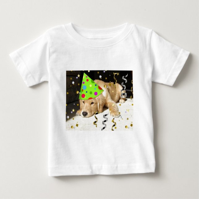 Födelsedagsfest Animal Golden Retriever Tee (Framsida)