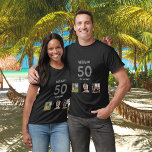Födelsedagsfest anpassningsbar fotomonogramkille t shirt<br><div class="desc">För en 50:e (eller någon ålder) födelsedag som gåva eller för party. En kollage av tre av dina foton på sig själv vänner,  familj,  intresse eller husdjur. Anpassa och lägg till hans namn,  50 år och ett datum. Födelsedatum eller datum för födelsedagsfesten. Grått och vit färgad.</div>