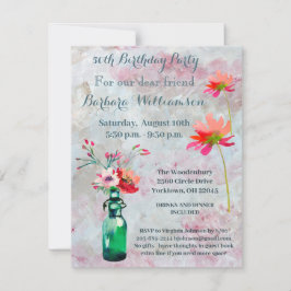 Födelsedagsfest av alla vattenfärgsblommor i ålder inbjudningar