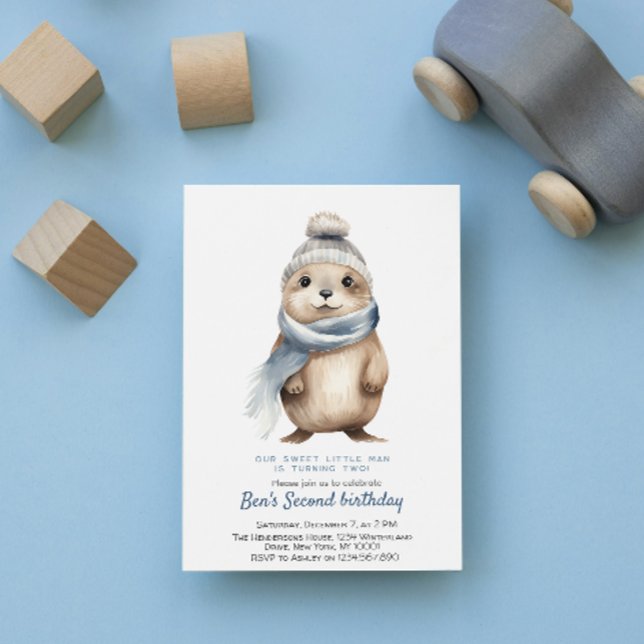 Födelsedagsfest av Anpassningsbarna Cute Otter Blu Inbjudningar (Skapare uppladdad)