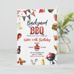 Födelsedagsfest av bakgårdstyp BBQ Barbecue Inbjudningar