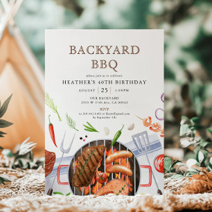 Födelsedagsfest av bakgårdstyp BBQ Barbecue Inbjudningar