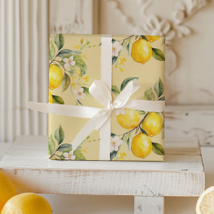 Födelsedagsfest av citruscitroner med vattenfärg presentpapper