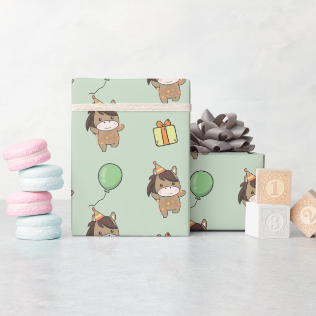 Födelsedagsfest av djurets för barn för akut häst presentpapper (Baby Shower)