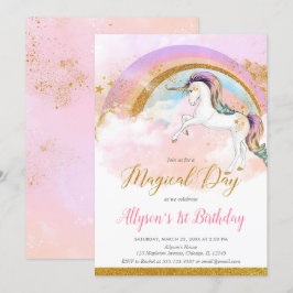 födelsedagsfest av elegant encorn pastel rainbow g inbjudningar
