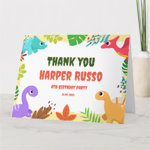 Födelsedagsfest av färgad cute Dino- Tack Kort