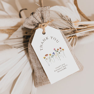 Födelsedagsfest av färgämnen för Tack av Wildblomm Presentetikett
