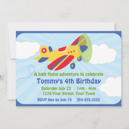 Födelsedagsfest av färgat flygplan inbjudningar