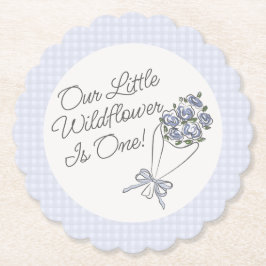 Födelsedagsfest av färsk Blommigt, blå färskvaruma Underlägg Papper