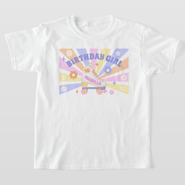 Födelsedagsfest av födelsedagstjun Retro Roller Sk T Shirt (Laydown)