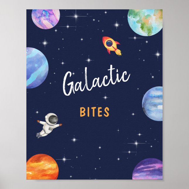 Födelsedagsfest av Galactic Bitas Space tema  Sign Poster (Framsidan)
