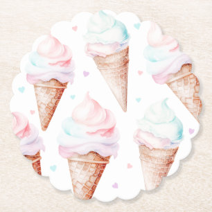Födelsedagsfest av Girl Ice kräm Underlägg Papper