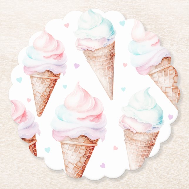 Födelsedagsfest av Girl Ice kräm Underlägg Papper (Framsida)