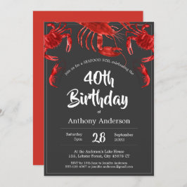 Födelsedagsfest av Grått-Mörk för havskräfta Inbjudningar