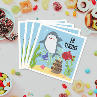 Födelsedagsfest av haj- och väntekakor pappersservett