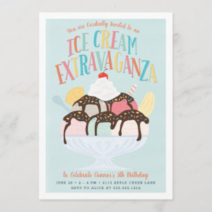 Födelsedagsfest av Ice Cream Extravaganza Inbjudningar