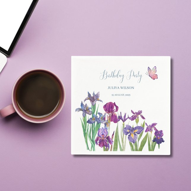 Födelsedagsfest av iris-blommor pappersservett (Skapare uppladdad)