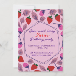 Födelsedagsfest av jordgubbar inbjudningar